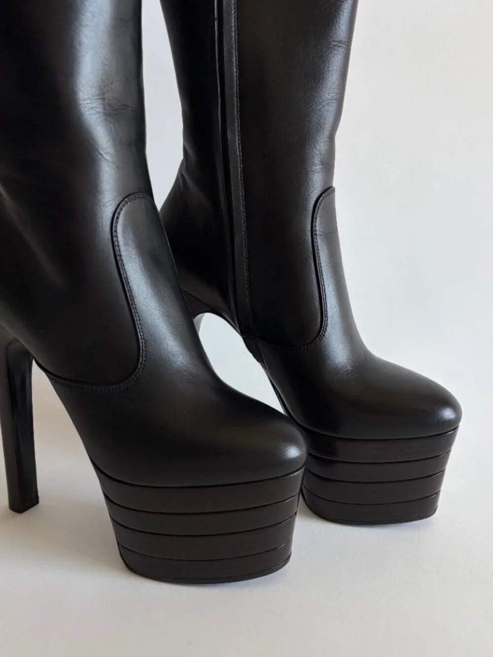 GUCCI ANGEL PLATFORM LEATHER KNEE HIGH BOOTS NEW - Picture 5 of 13
